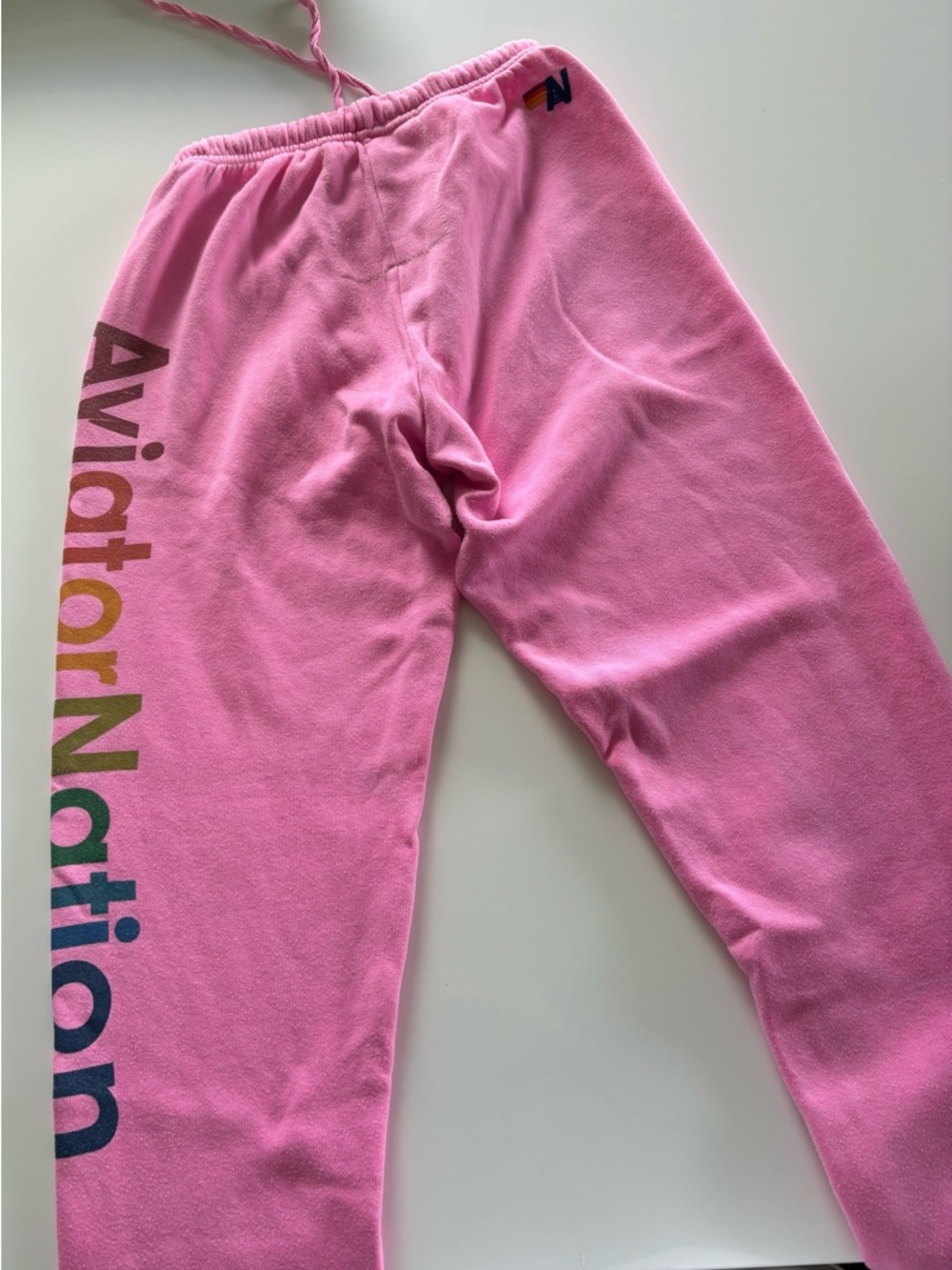 Aviator Nation Hot Pink Logo Sweatpants with Rainbow Motif - Picture 4 of 5